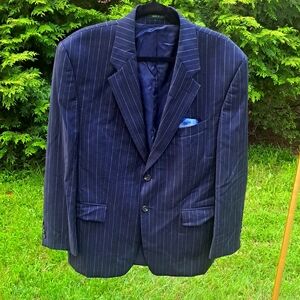 Lauren Ralph Lauren Blue Sport Coat with Classic Pinstripes Blazer Jacket